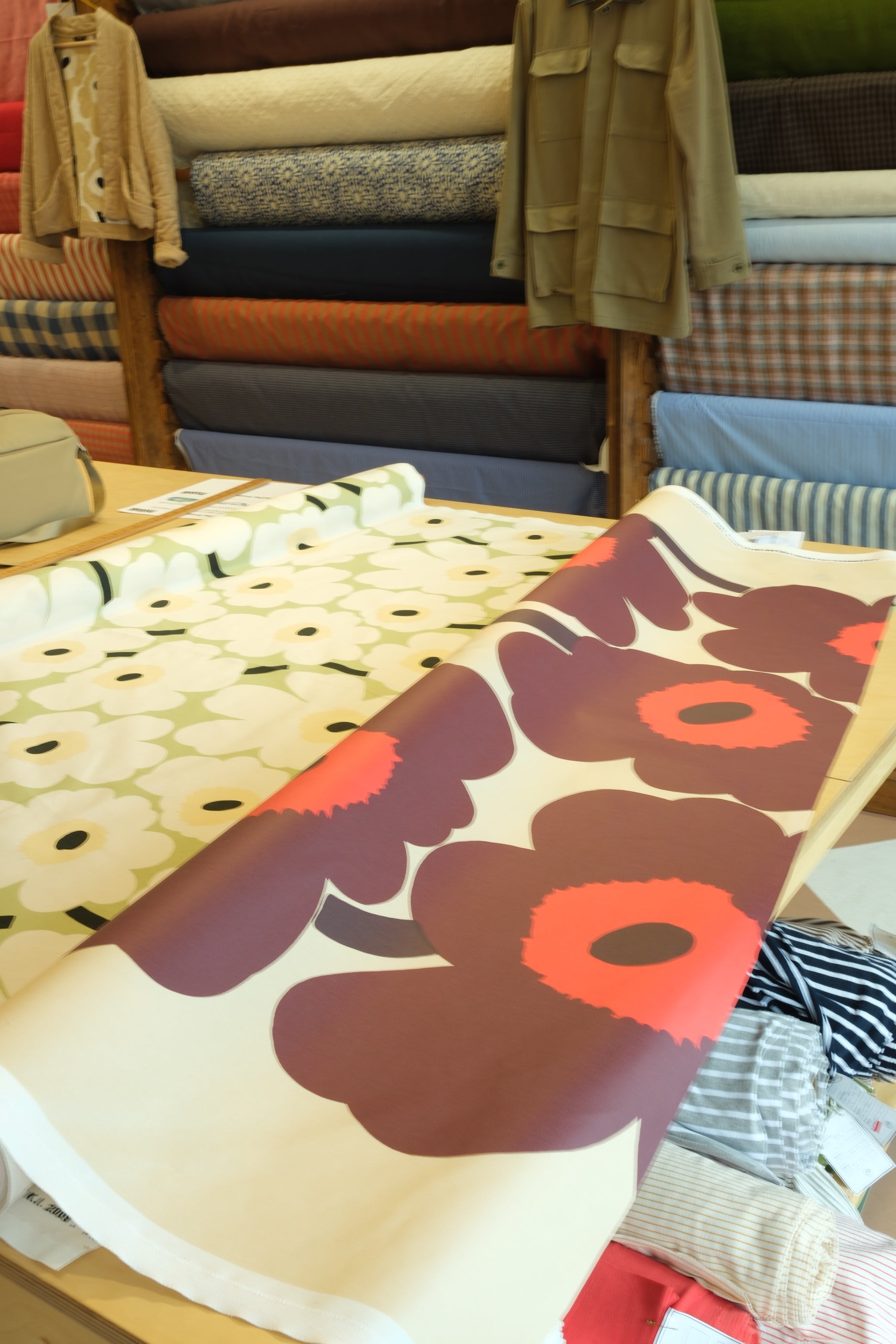 【新品Marimekko】Unikko柄　イタリア製 Marimekko Unikko Acrylic-Coated Organic Cotton Fabric - (Per 1/2