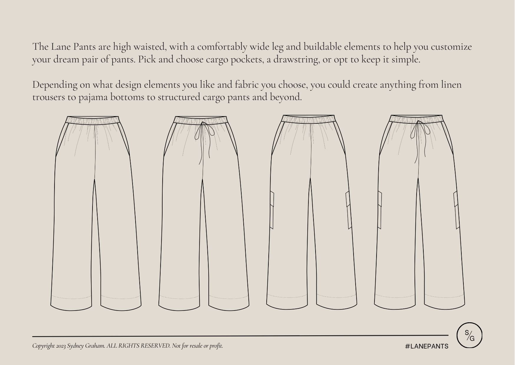 Syd Graham Patterns Lane Pants - PDF Pattern