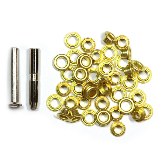 Pack of 25 Eyelets with Tool - 4mm / 3/16" - Silver or Gold