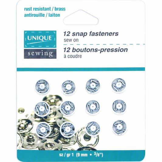 Snap Fasteners White - size 9mm (3⁄8″) -12 sets