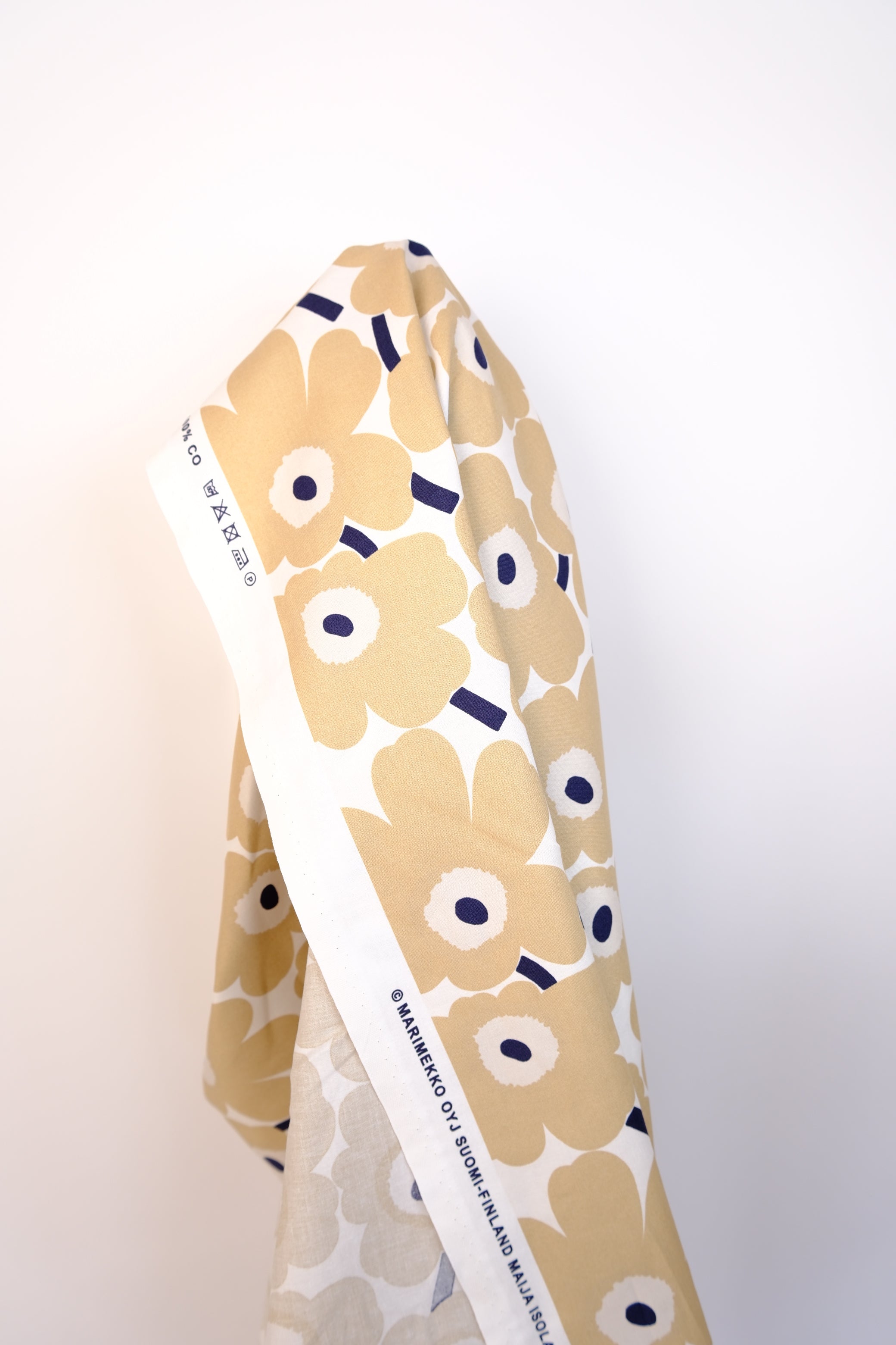 Marimekko Pieni Unikko Cotton Fabric - White/Beige (Per 1/2 Metre)