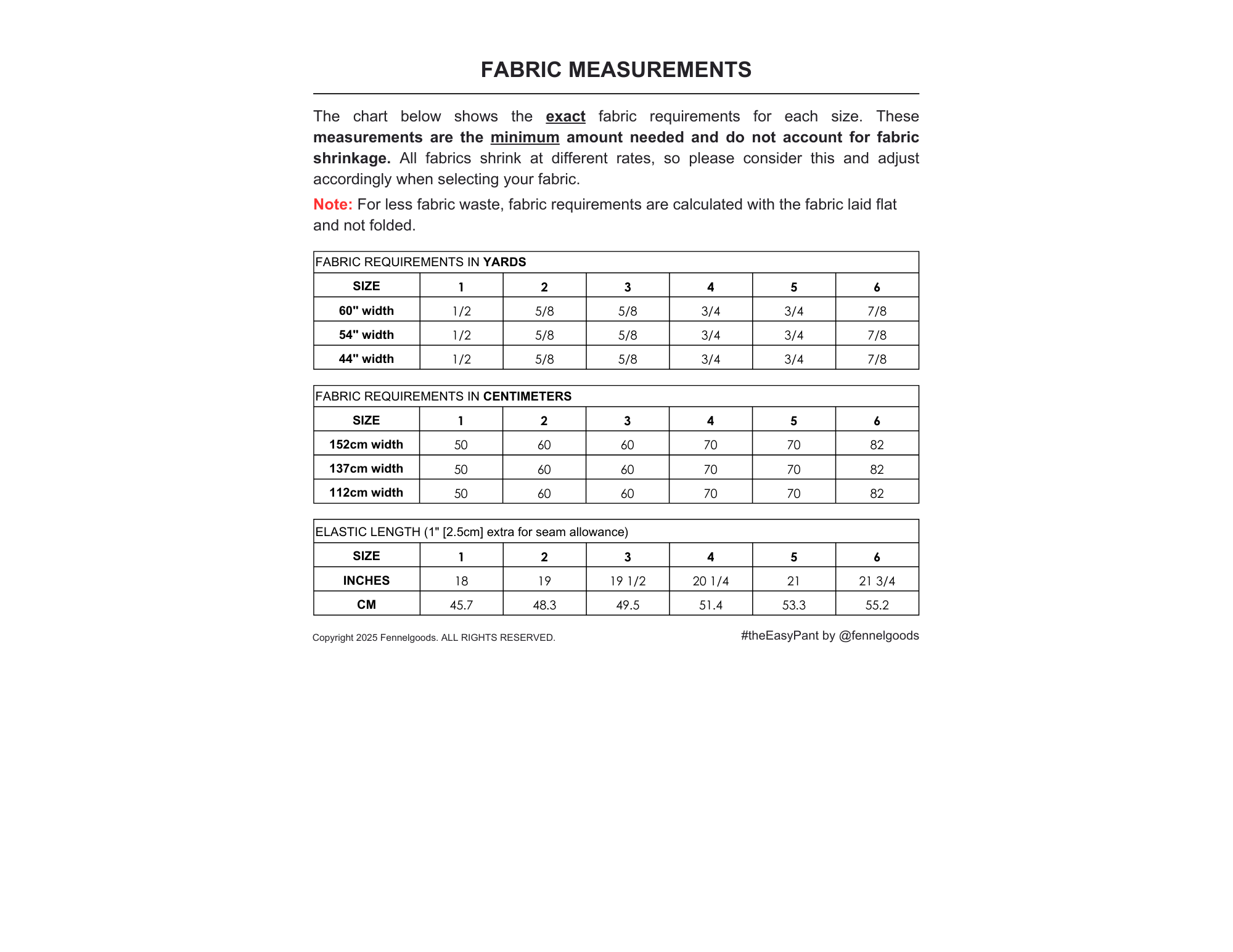 The Easy Pant - Fennel Goods - PDF or Printed Sewing Pattern