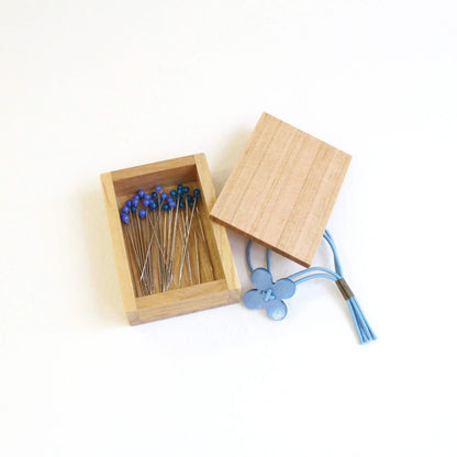 Glass Sewing Pins in a Cherry-Wood Box - Cohana