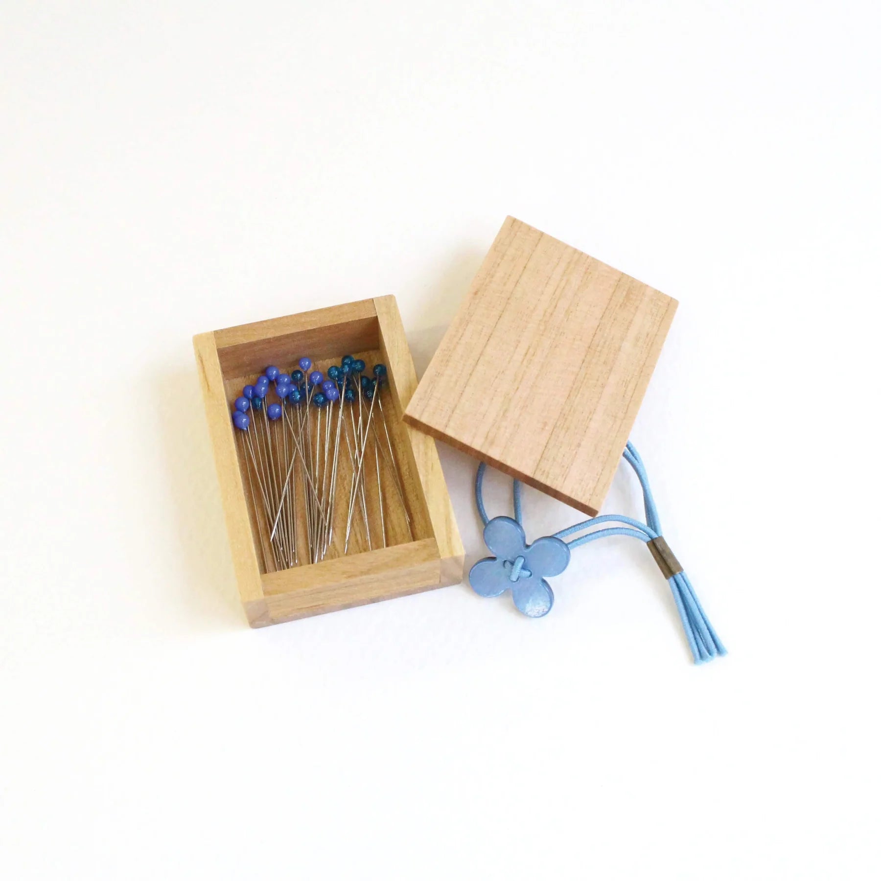 Glass Sewing Pins in a Cherry-Wood Box - Cohana