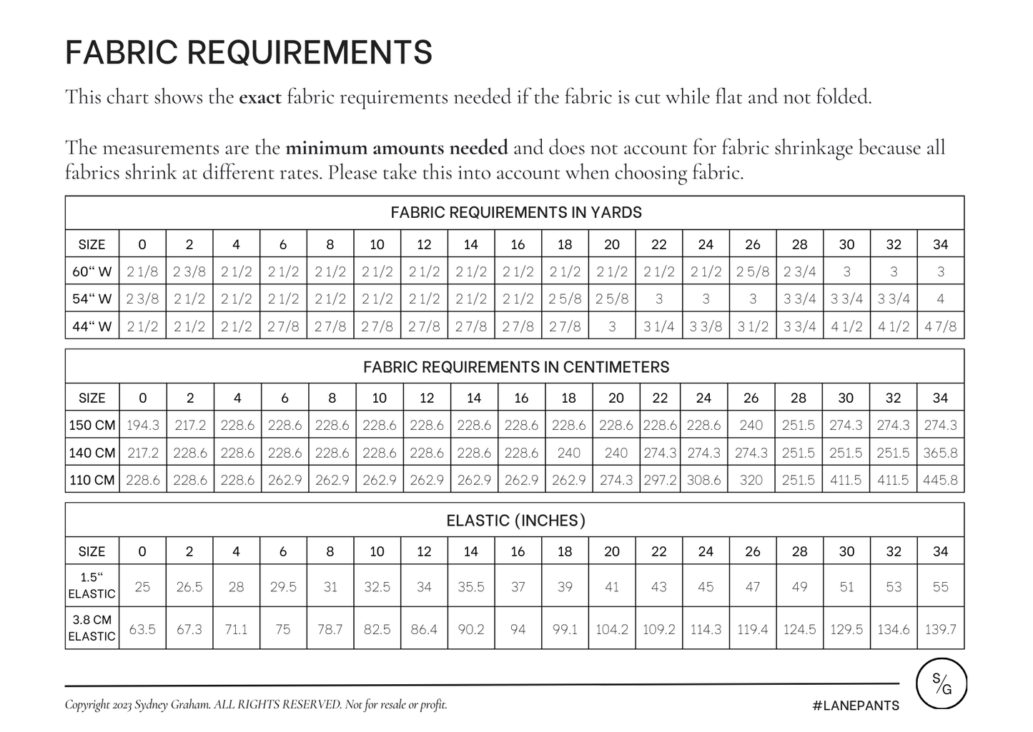 Syd Graham Patterns Lane Pants - PDF Pattern