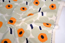 Marimekko Pieni Unikko Cotton Fabric - Salvia/Warm Orange (Per 1/2 Metre)