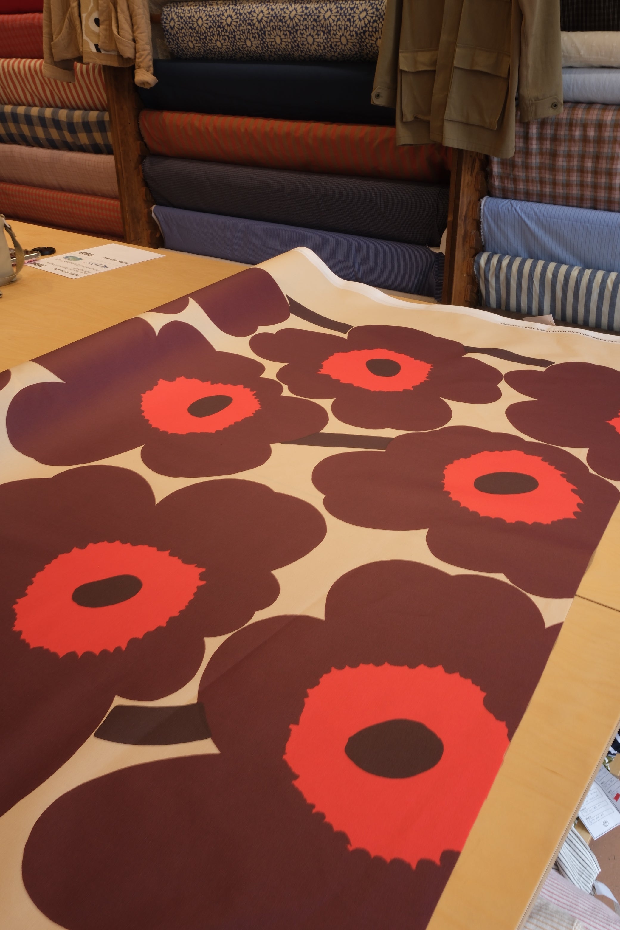 【新品Marimekko】Unikko柄　イタリア製 Marimekko Unikko Acrylic-Coated Organic Cotton Fabric - (Per 1/2