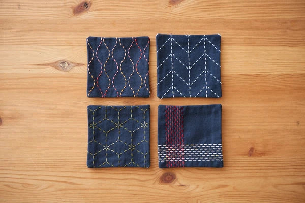 COSMO Hidamari Sashiko Coaster Navy