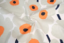 Marimekko Pieni Unikko Cotton Fabric - Salvia/Warm Orange (Per 1/2 Metre)