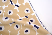 Marimekko Pieni Unikko Cotton Fabric - White/Beige (Per 1/2 Metre)