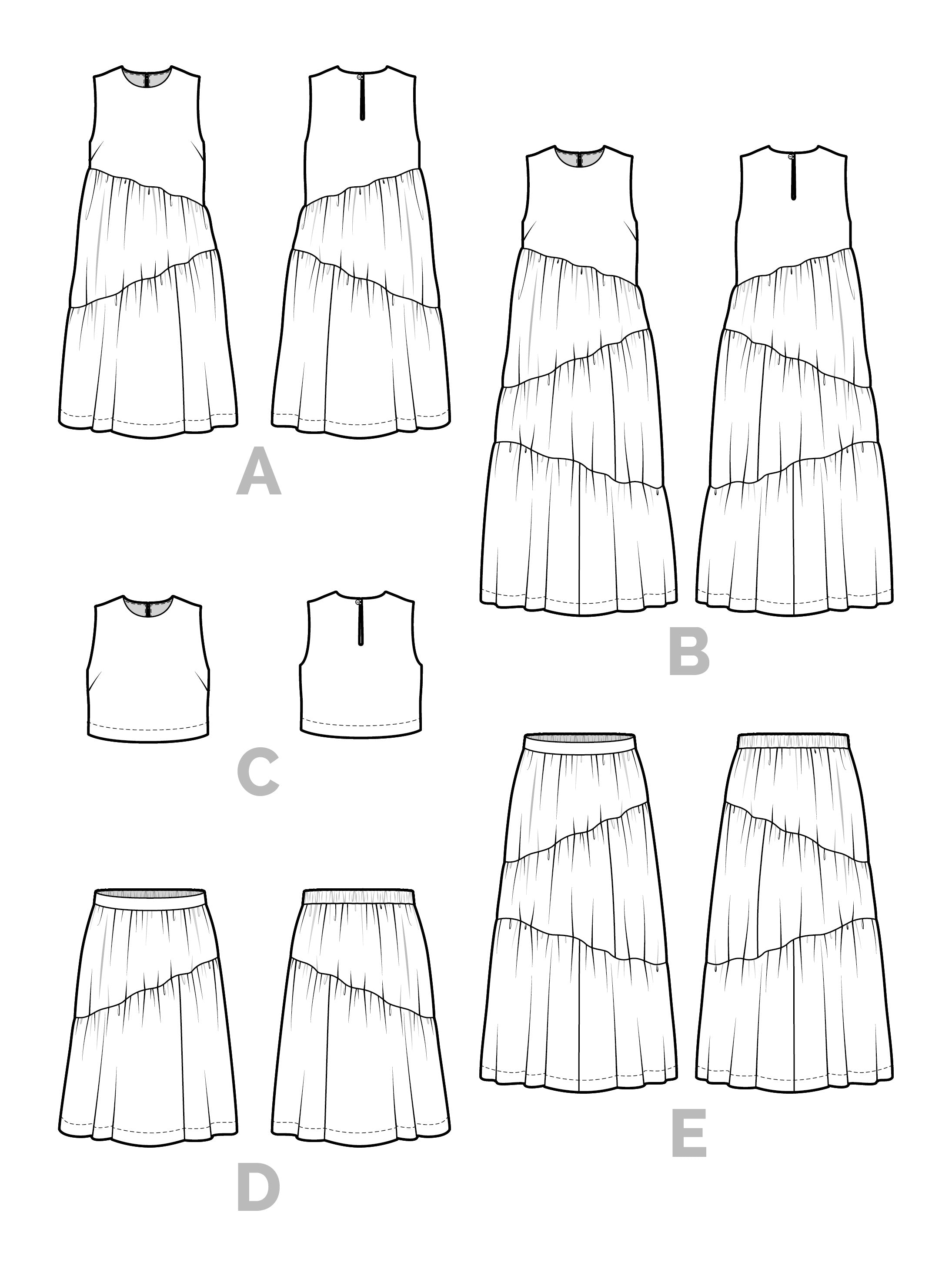 Closet Core Azure Dress + Skirt + Top (Paper Pattern)