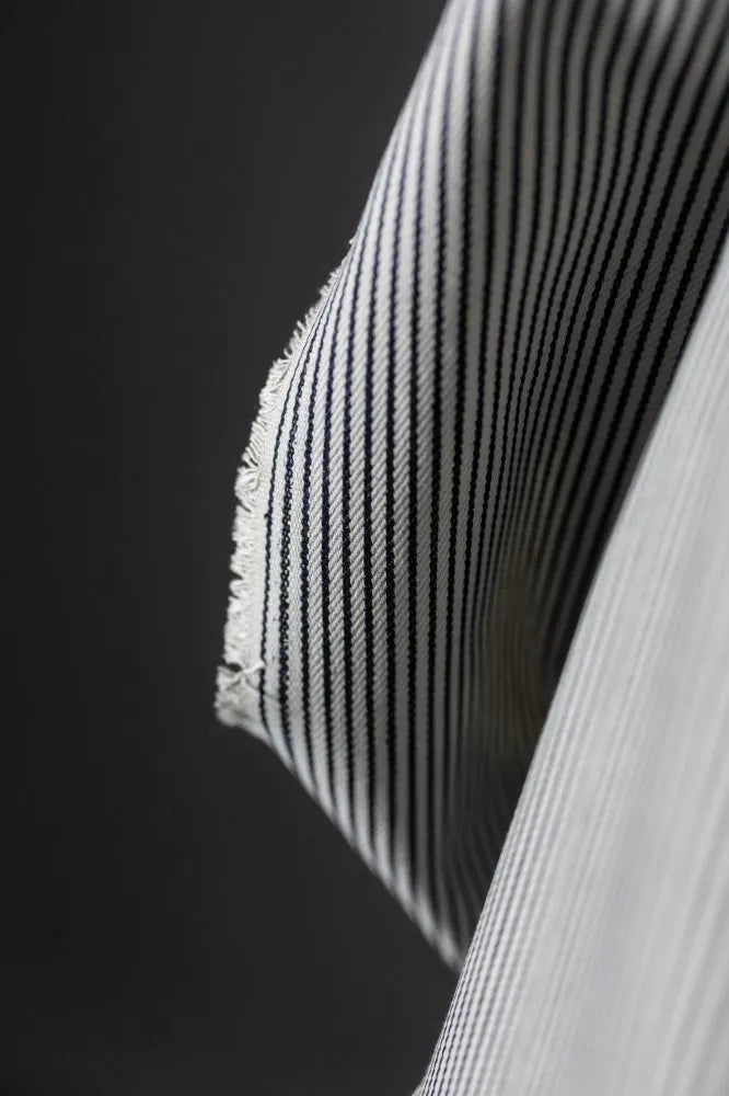 Merchant & Mills Ecru Hickory Stripe 10oz Organic Denim (per 1/2M)