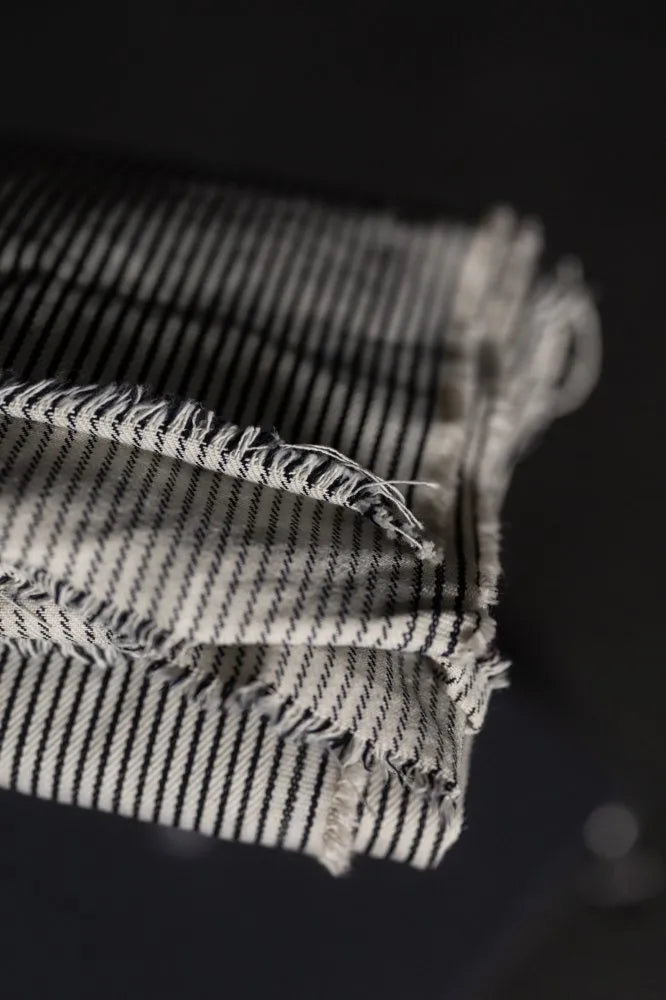 Merchant & Mills Ecru Hickory Stripe 10oz Organic Denim (per 1/2M)
