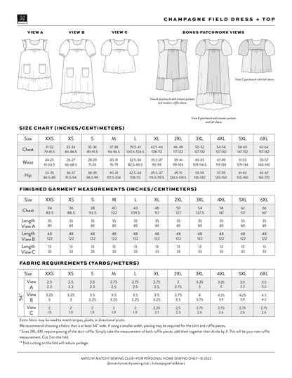 Matchy Matchy Sewing Club Champagne Field Dress - PDF Pattern