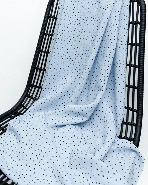 Sky Blue Polka Dot Viscose - Per 1/2 M