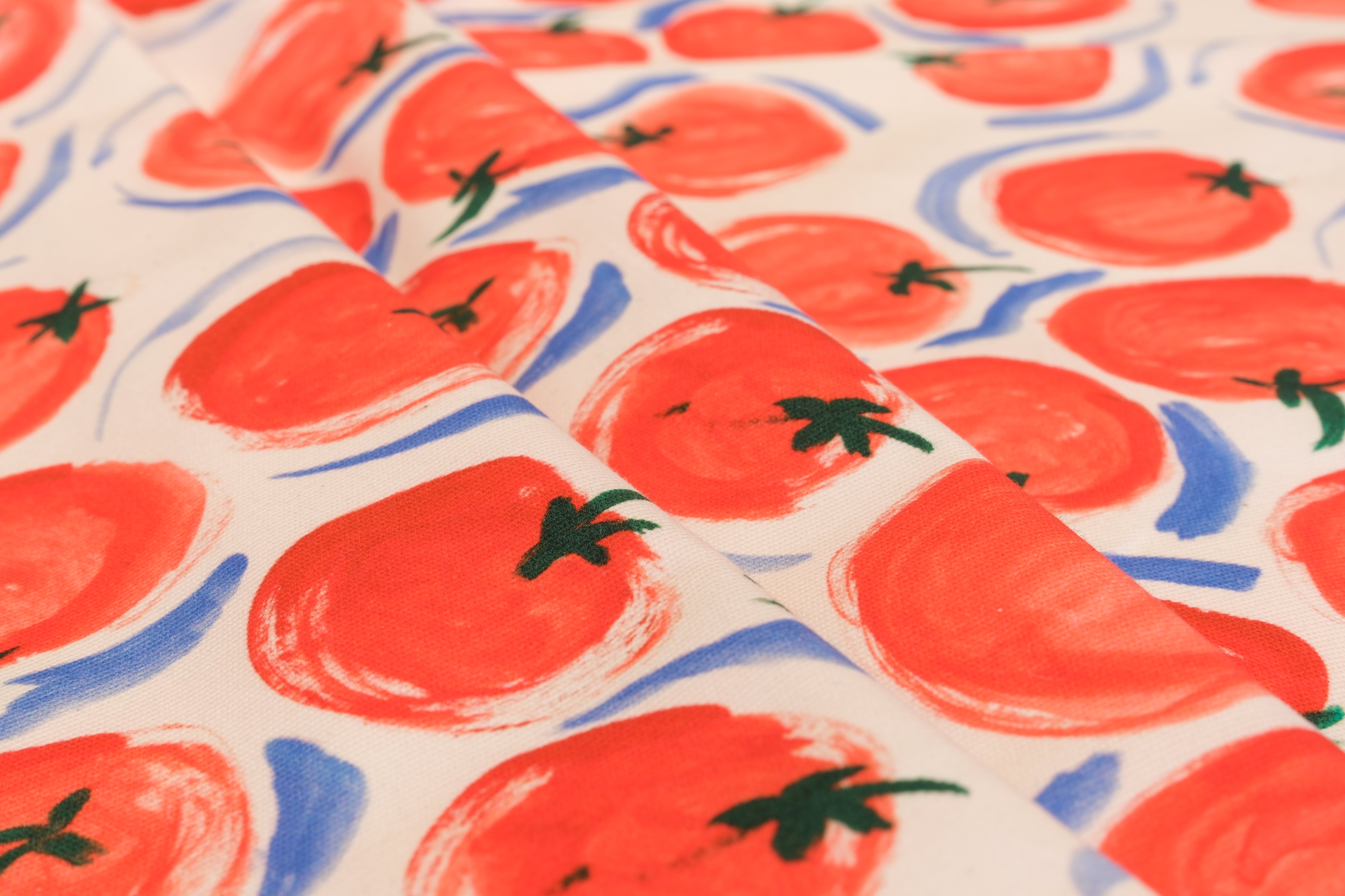 Tomato Print Stretch Cotton Denim - per 1/2M