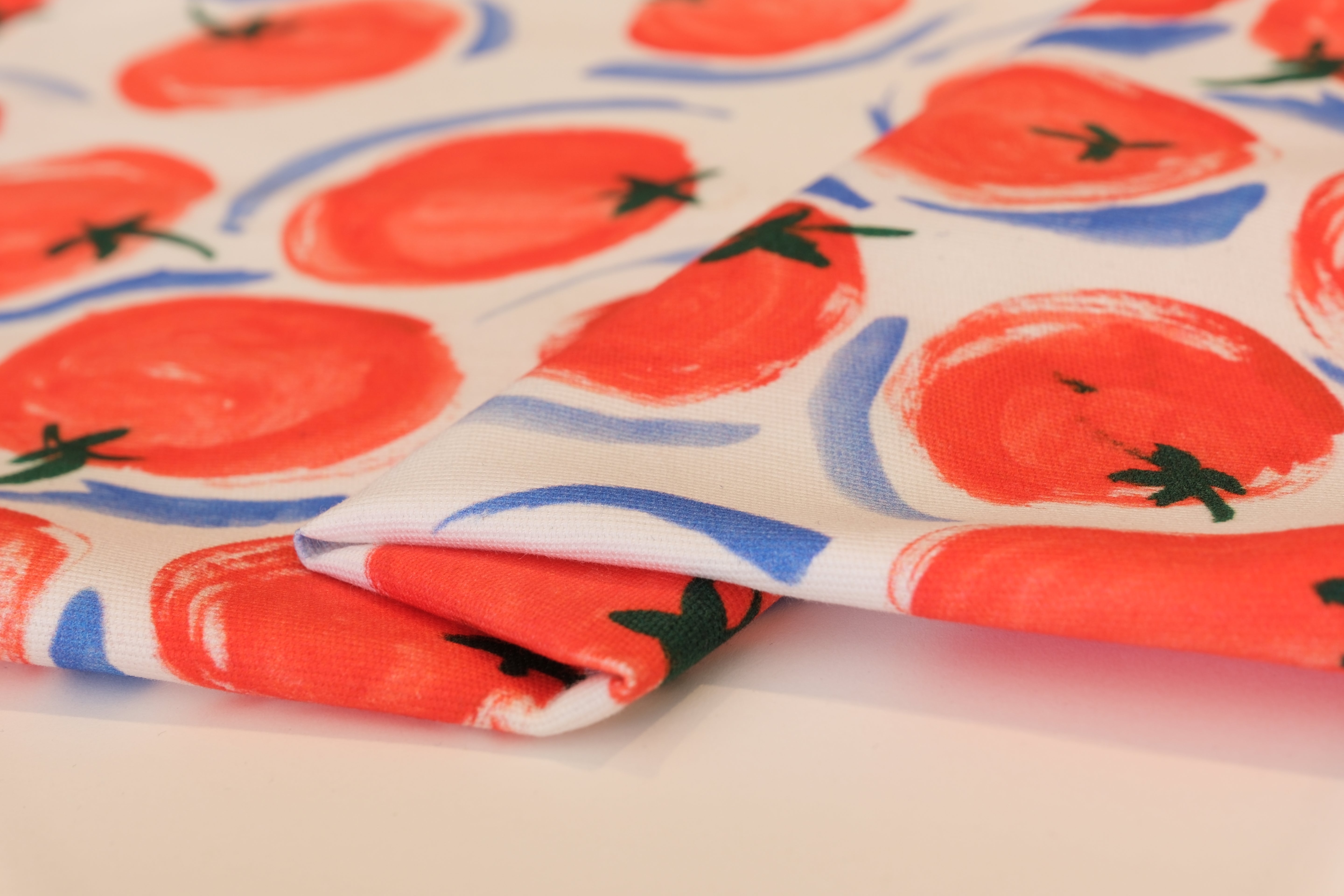 Tomato Print Stretch Cotton Denim - per 1/2M