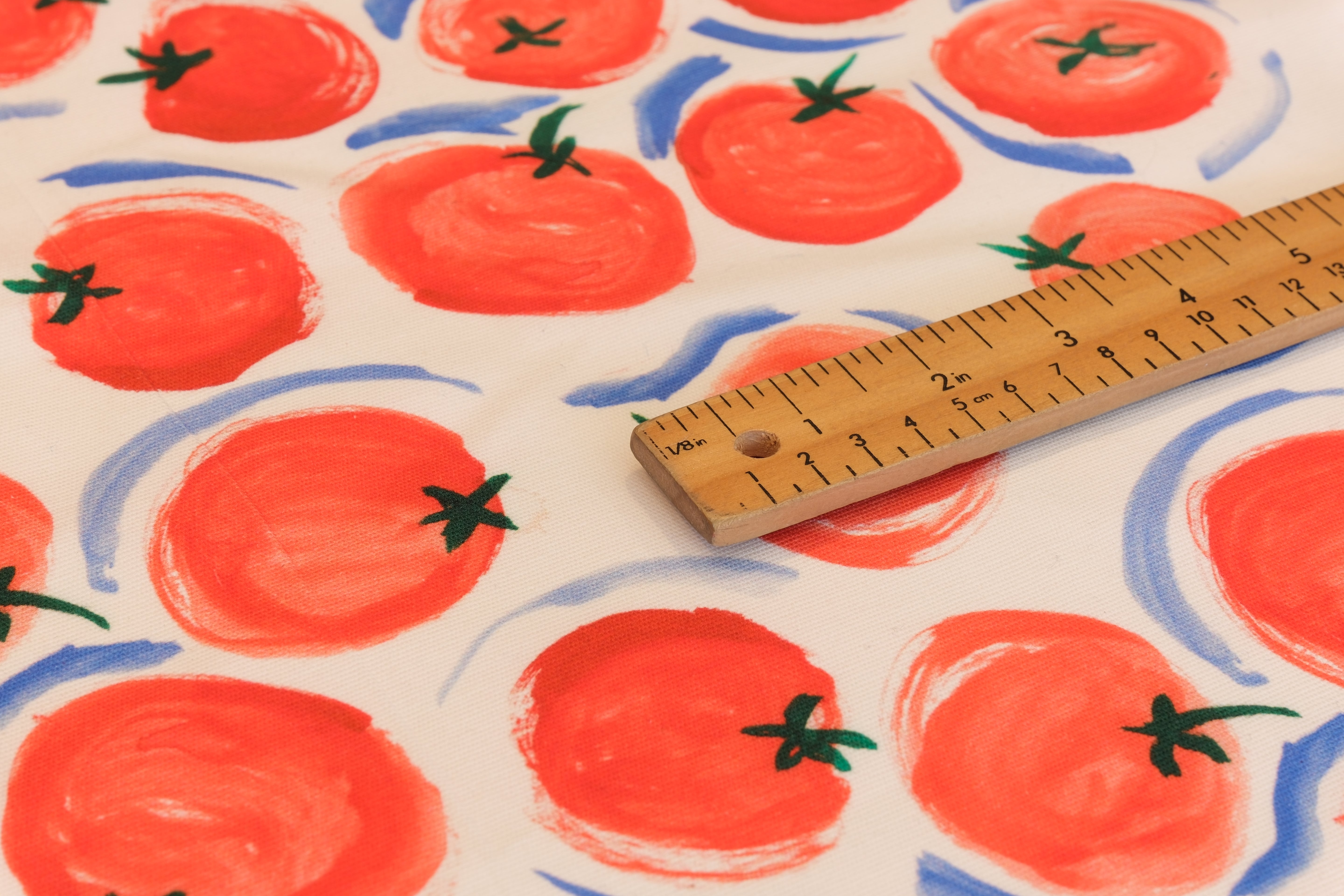 Tomato Print Stretch Cotton Denim - per 1/2M