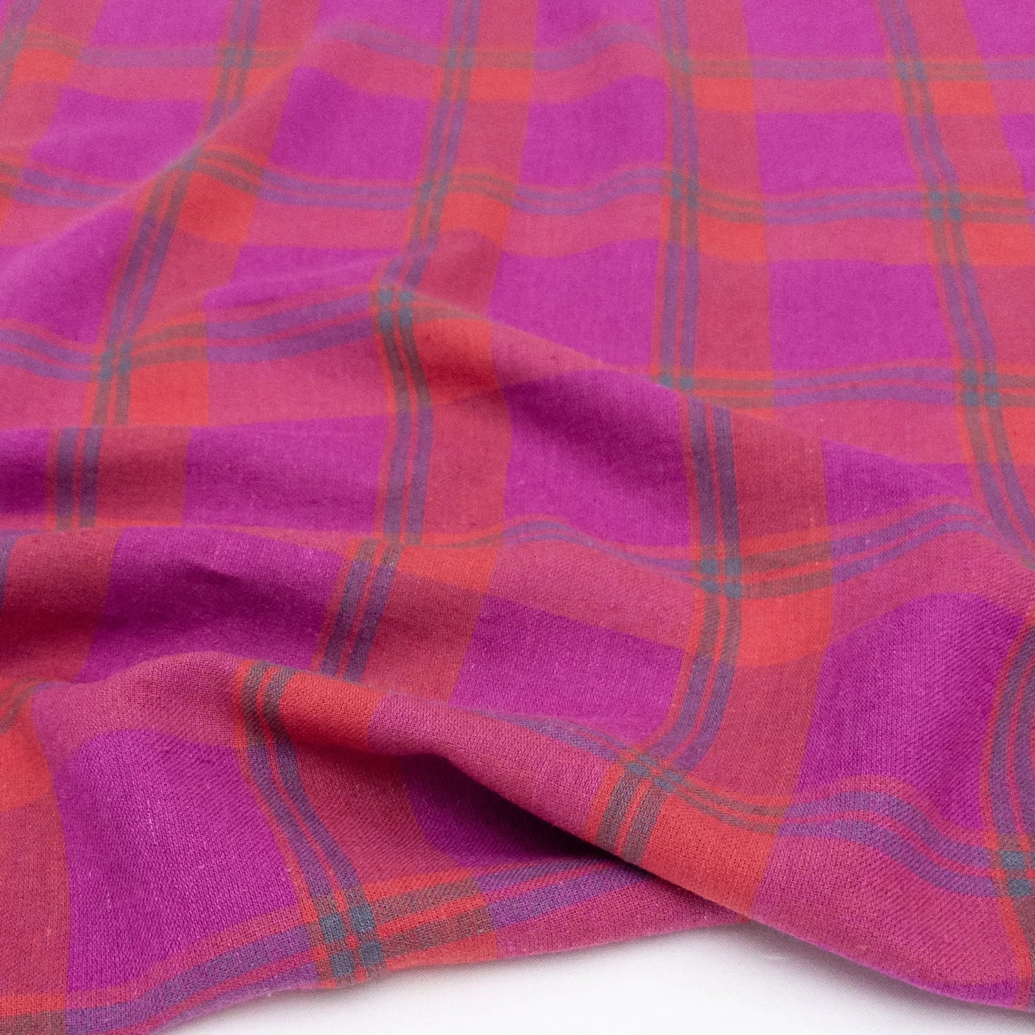Raspberry Check Cotton/Linen Blend - Per 1/2 M