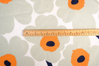 Marimekko Pieni Unikko Cotton Fabric - Salvia/Warm Orange (Per 1/2 Metre)