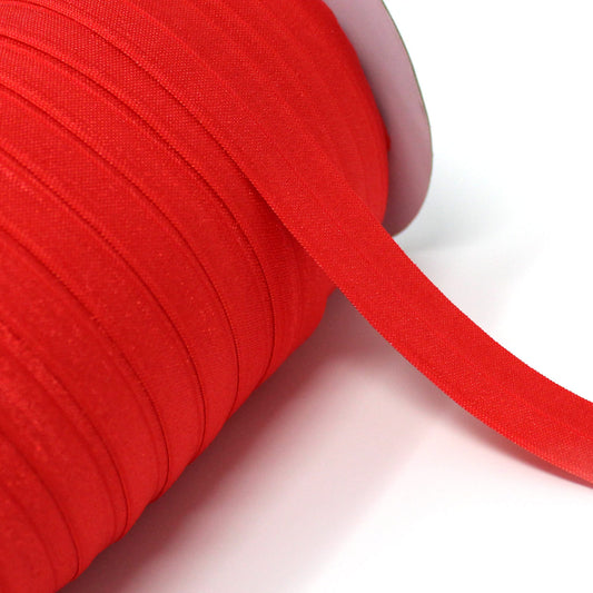 1" (25mm) Foldover Elastic - Red (per 10cm)