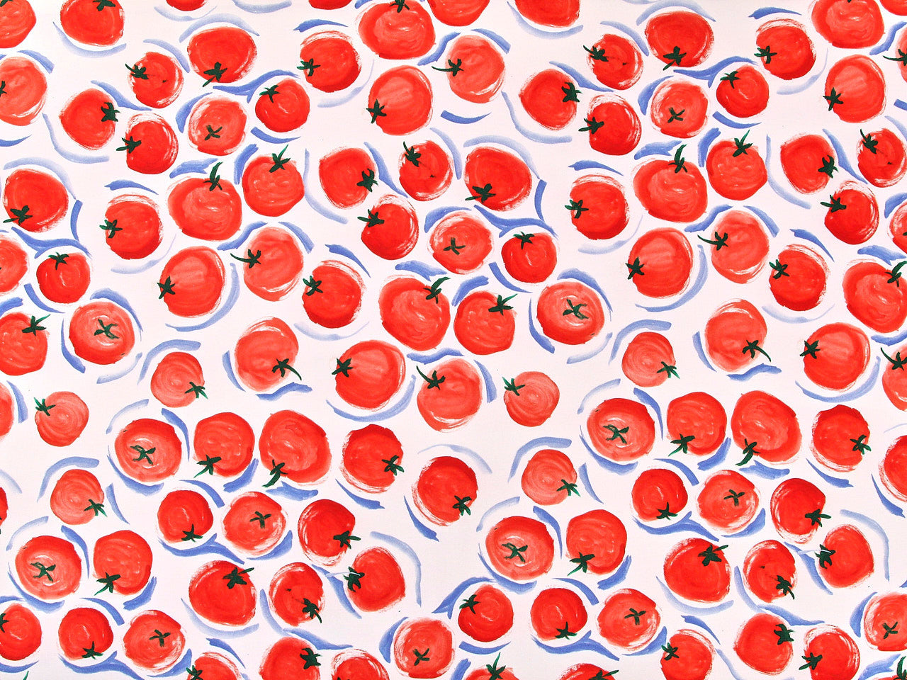 Tomato Print Stretch Cotton Denim - per 1/2M