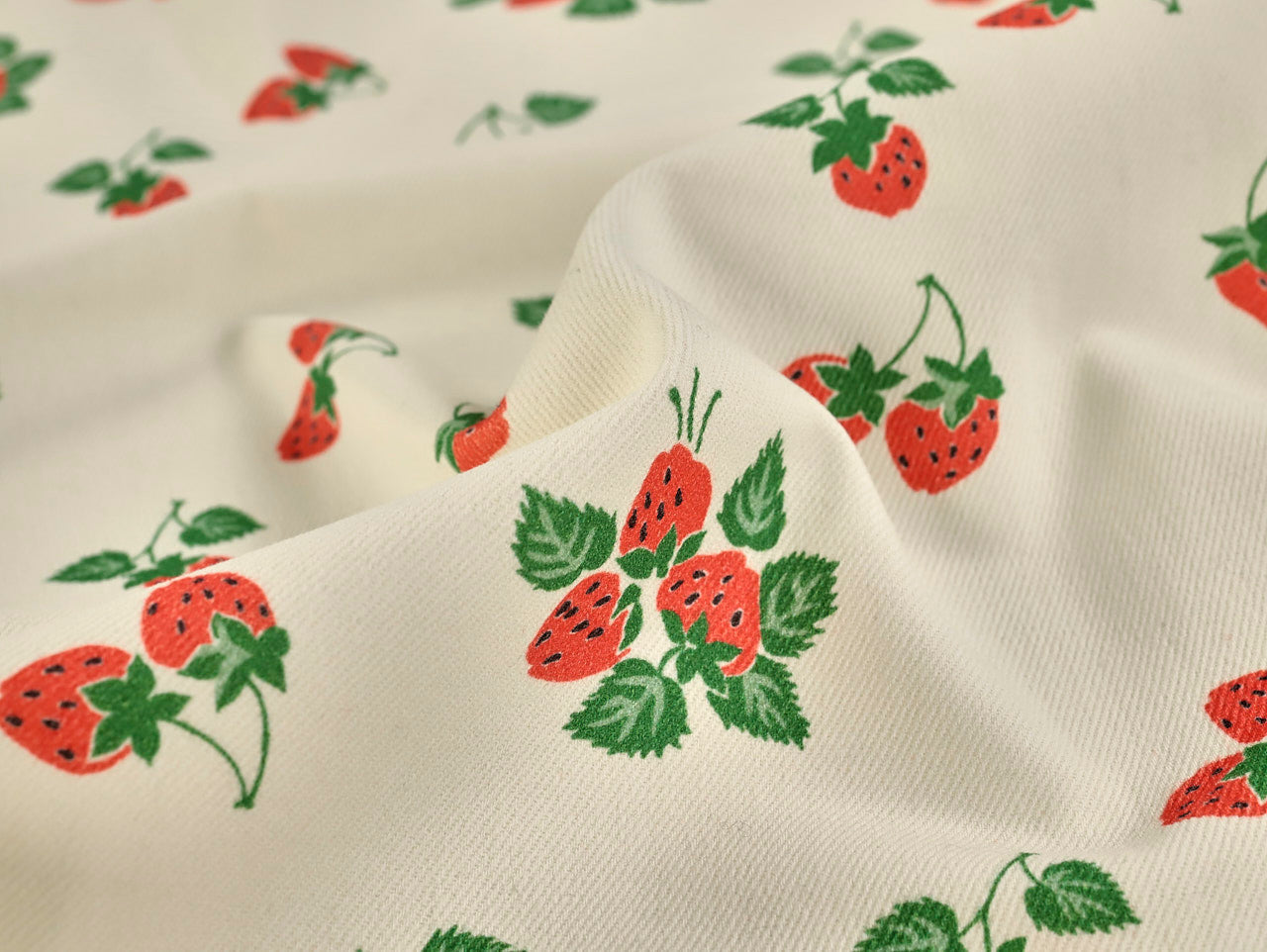 Strawberry Print Cotton Denim - per 1/2M