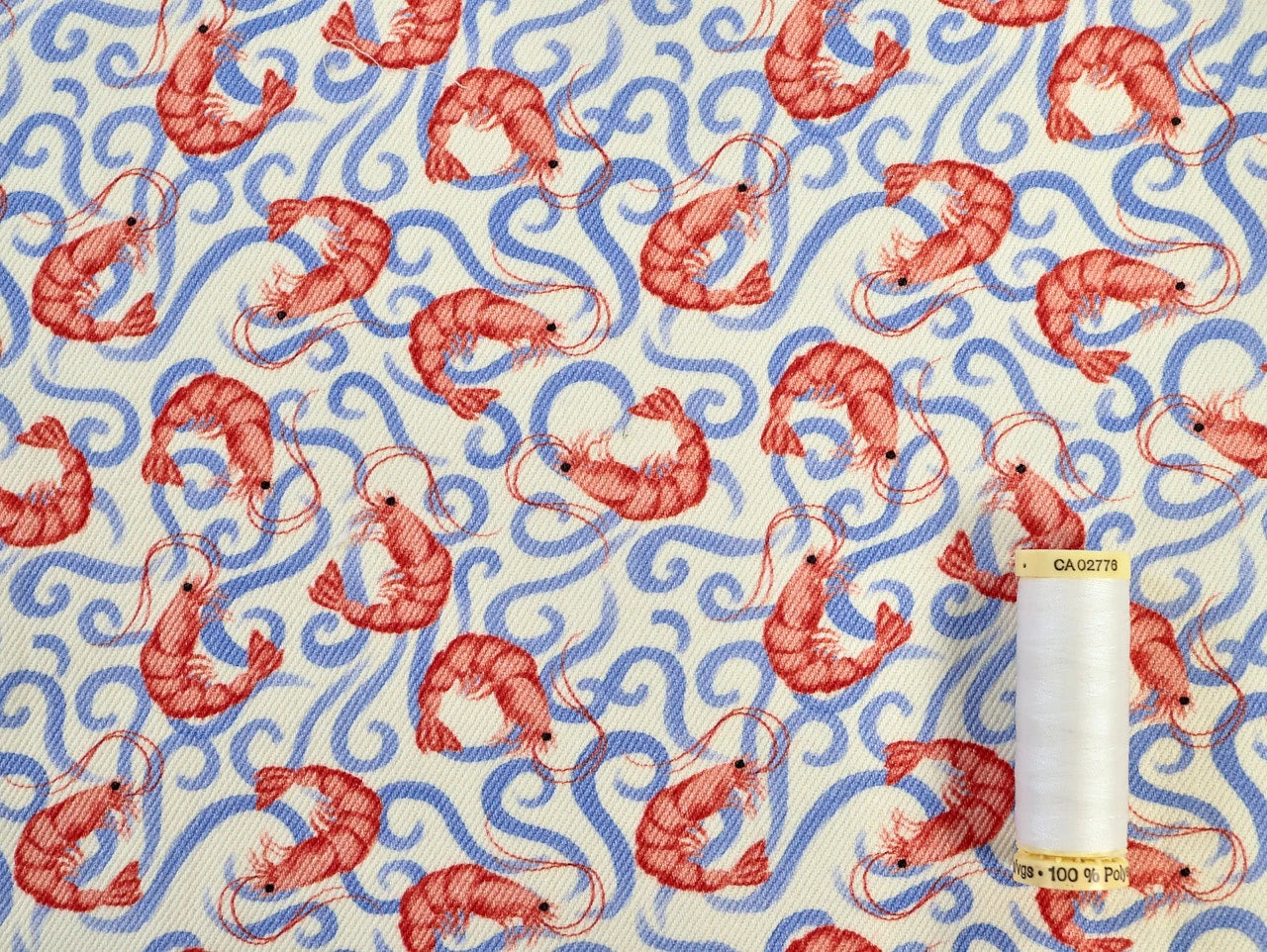Shrimp Print Cotton Denim - per 1/2M