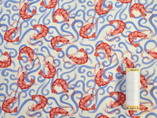 Shrimp Print Cotton Denim - per 1/2M
