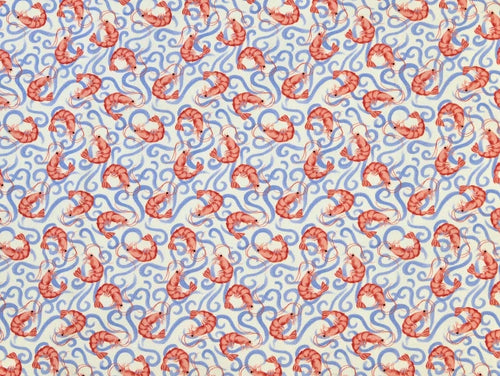 Shrimp Print Cotton Denim - per 1/2M