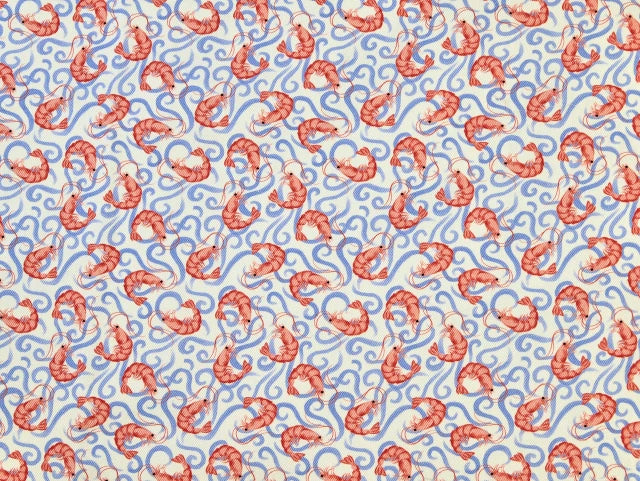 Shrimp Print Cotton Denim - per 1/2M