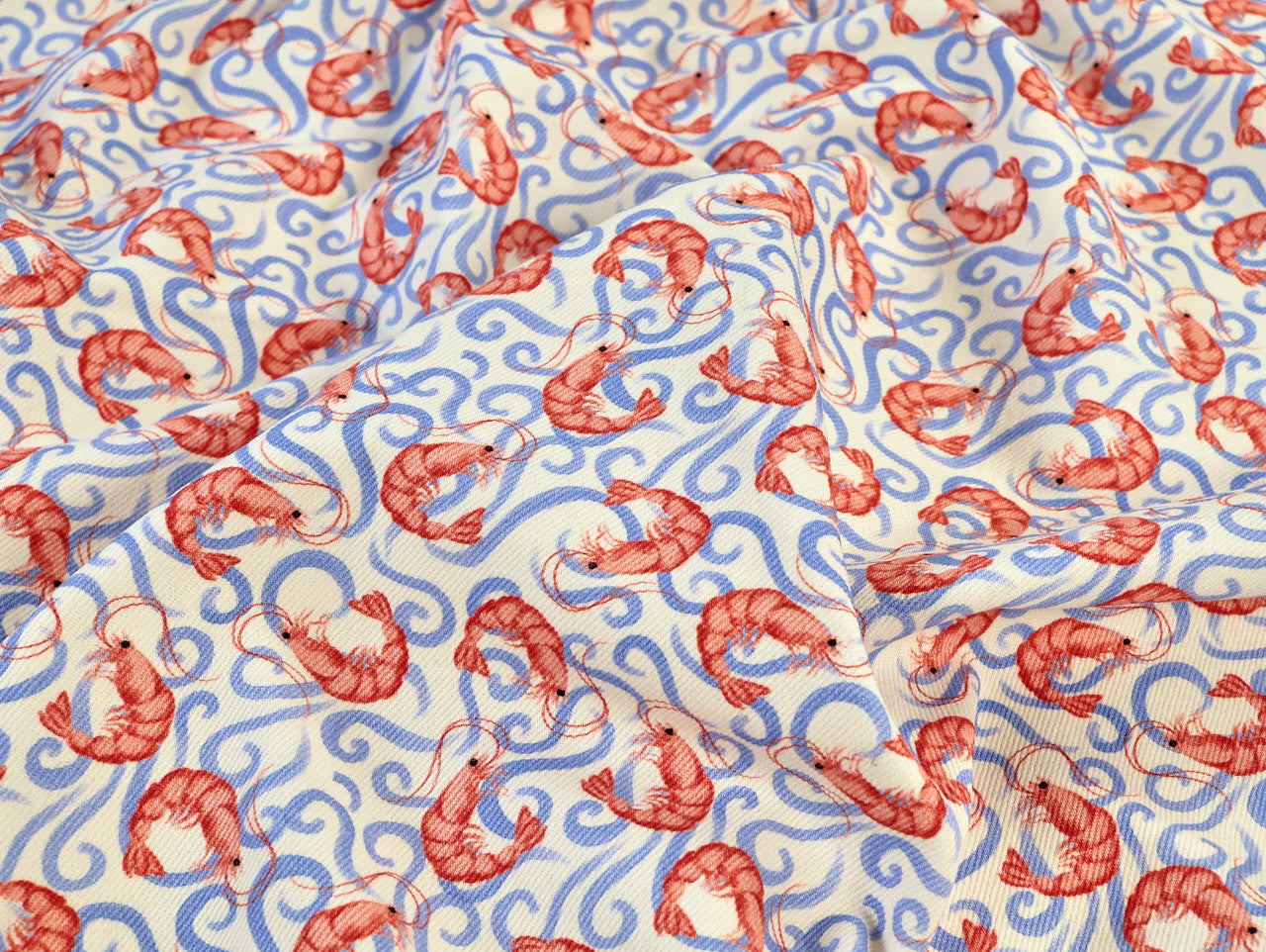Shrimp Print Cotton Denim - per 1/2M