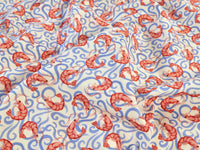 Shrimp Print Cotton Denim - per 1/2M