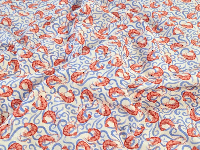 Shrimp Print Cotton Denim - per 1/2M