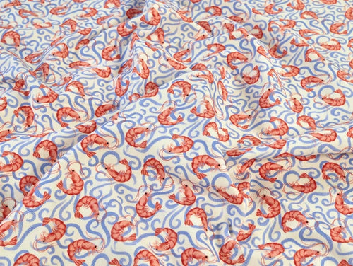Shrimp Print Cotton Denim - per 1/2M