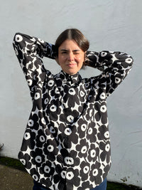 Marimekko Mini Unikko Cotton Fabric - Black/White (Per 1/2 Metre)