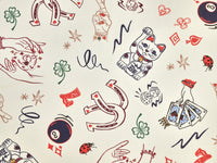 Lucky Cat Print Cotton Denim - per 1/2M