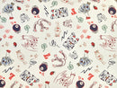 Lucky Cat Print Cotton Denim - per 1/2M