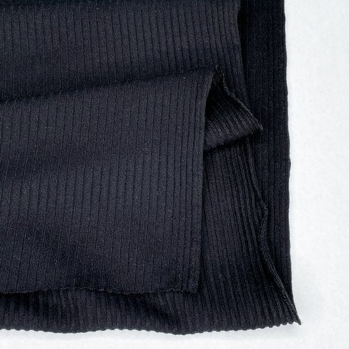 Ribbed Polyester Rayon Blend - Black