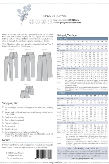 Megan Nielsen Dawn Jean & Shorts (Paper Pattern)