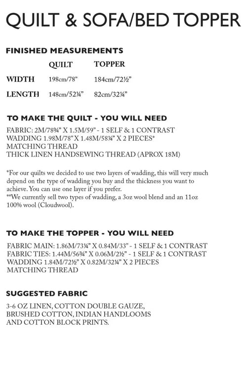Merchant & Mills - Quilt & Sofa/Bed Topper - PDF Pattern