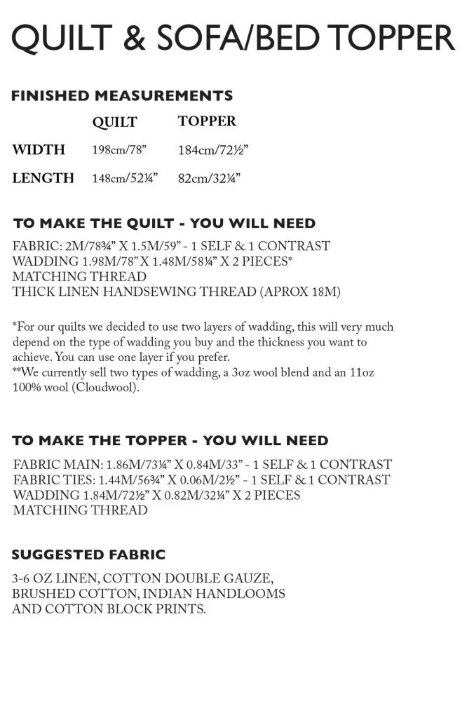 Merchant & Mills - Quilt & Sofa/Bed Topper - PDF Pattern