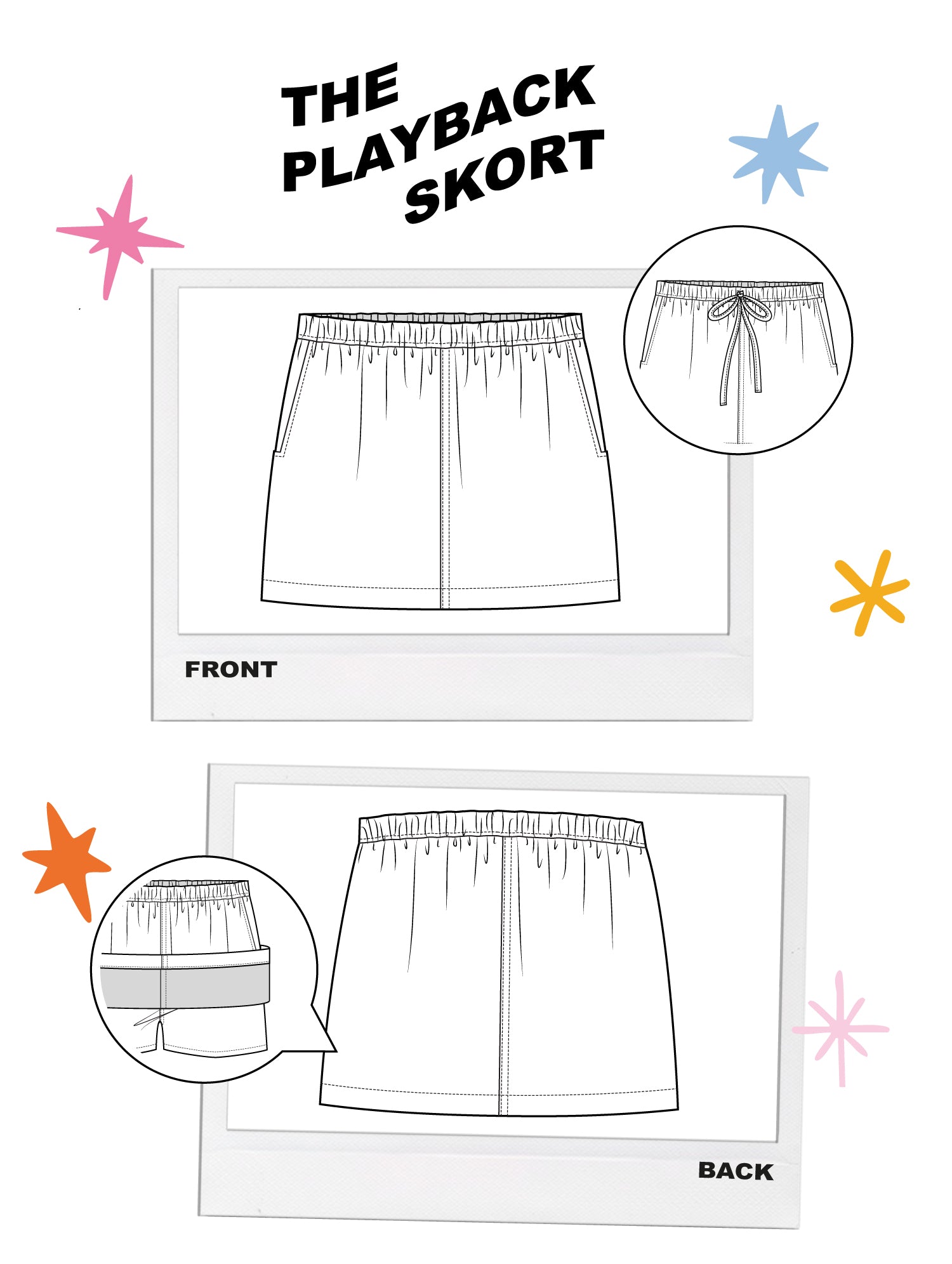 Les Perlines Playback Skort - PDF or Printed Sewing Pattern