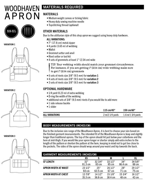Thread Theory Woodhaven Apron - PDF Pattern
