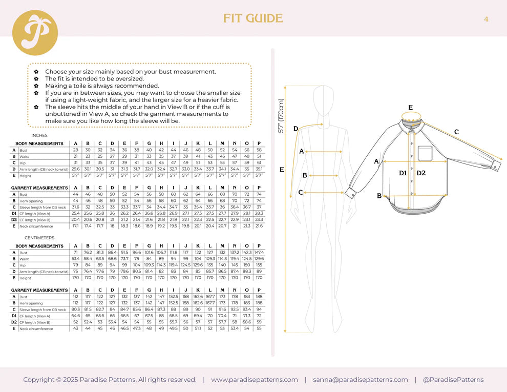 Paradise Patterns Rose Raglan - PDF Pattern