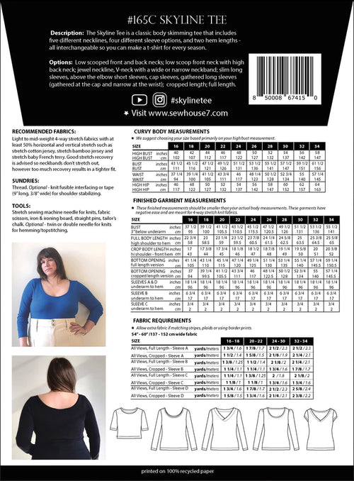 Sew House Seven Skyline Tee - Paper Sewing Pattern