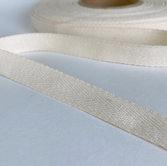 100% Cotton 25mm Twill Tape - Natural (per 10cm)