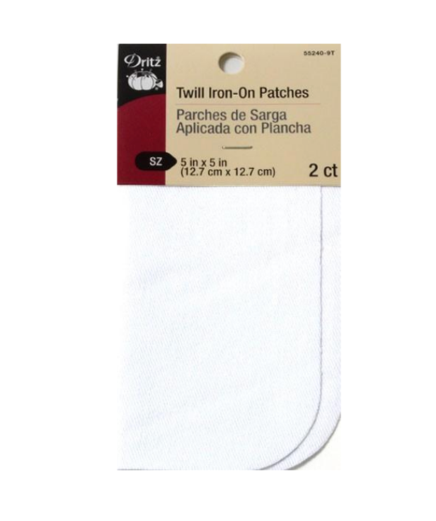 Twill Iron-On Patches, 5" x 5", 2 pc