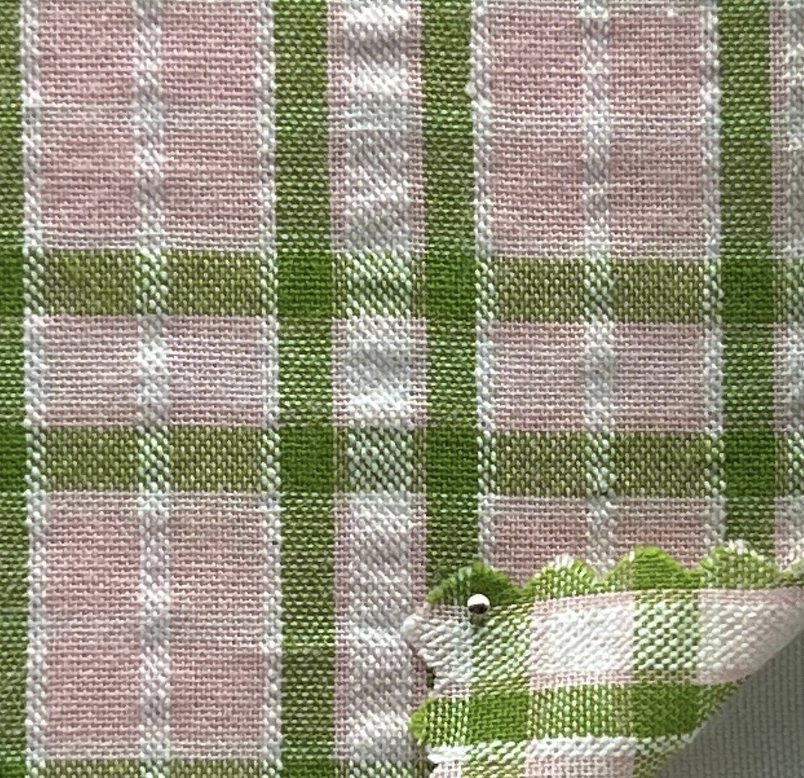 100% Cotton Seersucker - Green and Pink (Per 1/2 M)