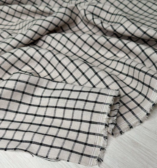 Check Linen - Natural & Black (per 1/2 metre)